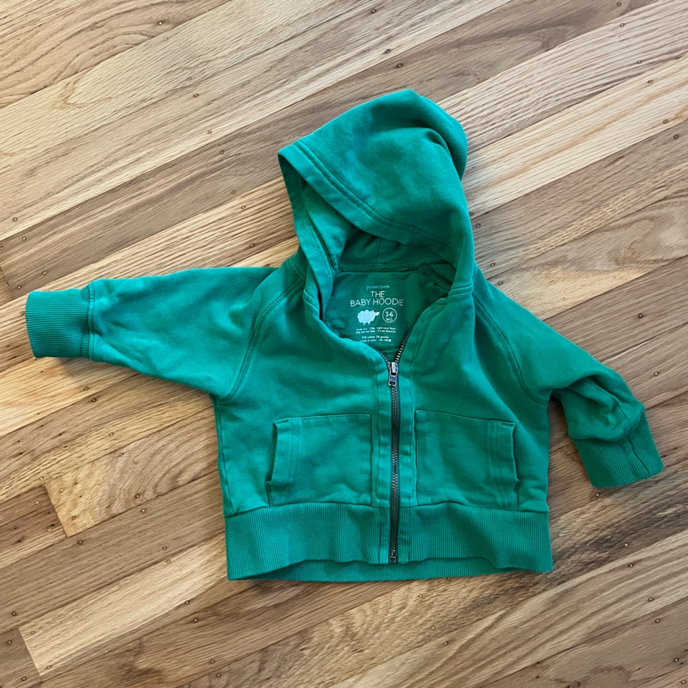 Primary 3-6m Green Baby Hoodie